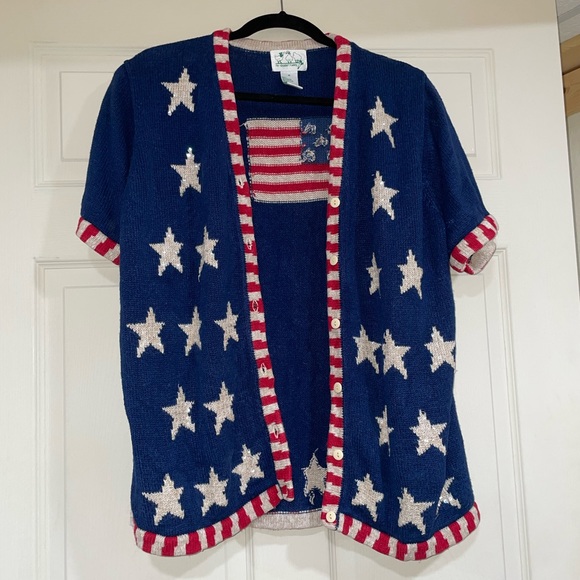 Women’s Vintage The Quacker Factory Patriotic Cardigan Sweater - Picture 3 of 11